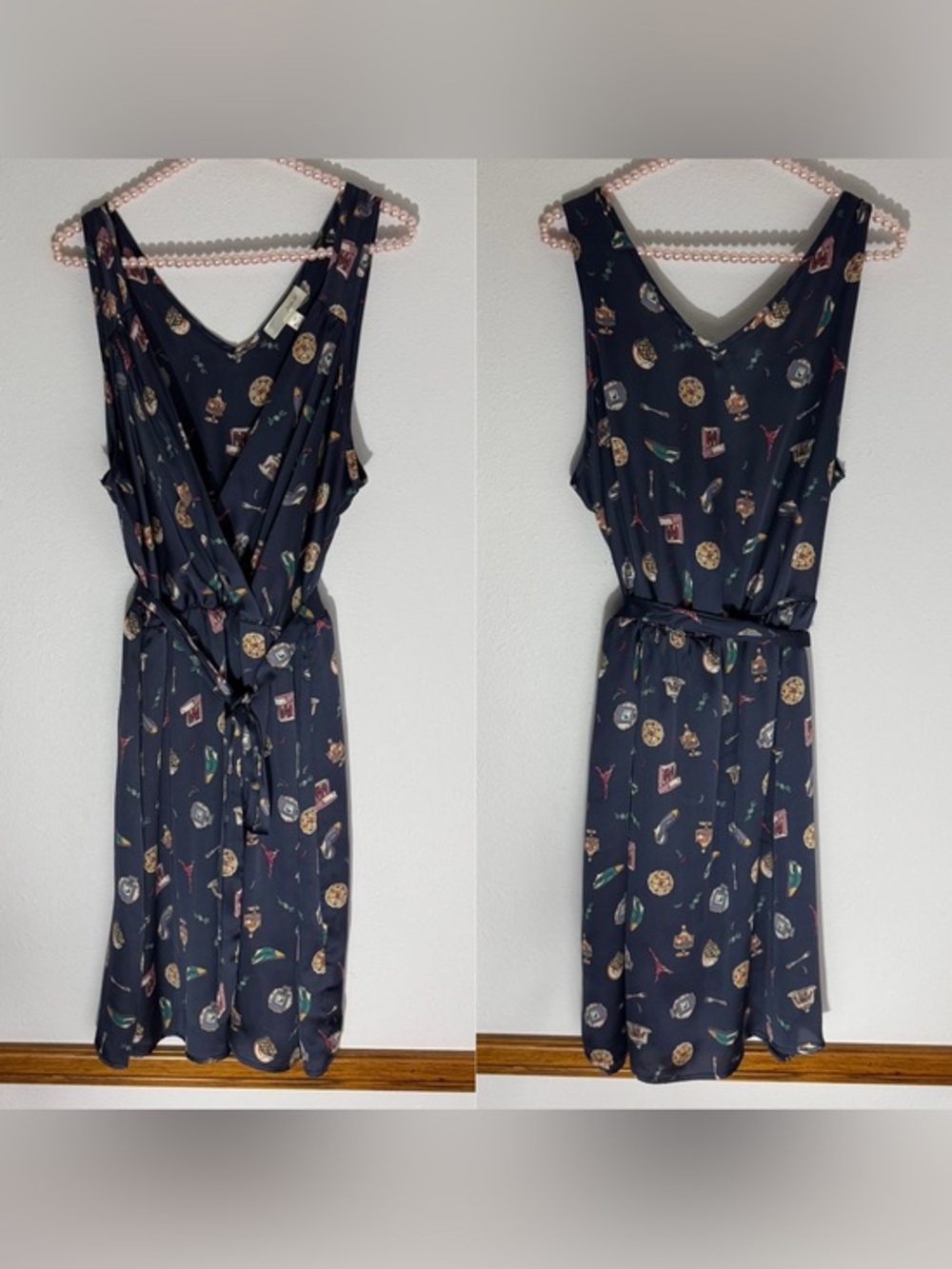 Faith 21 Parisian patterned navy dress with matching belt size 1X